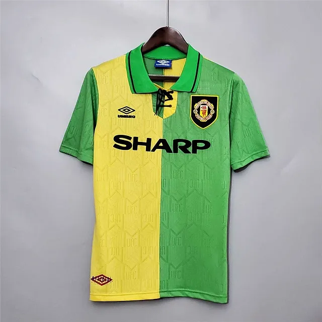 Manchester United 1992-1994 Green & Yellow Retro Football Shirt