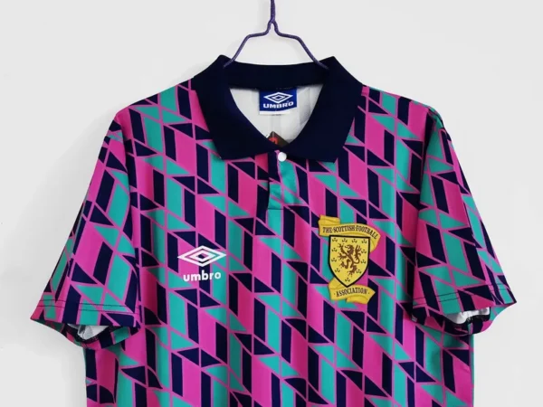 Scotland 1990 Pink / Green Away Retro Football Shirt