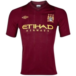 Manchester City 2012-2013 Away Dark Red Football Shirt